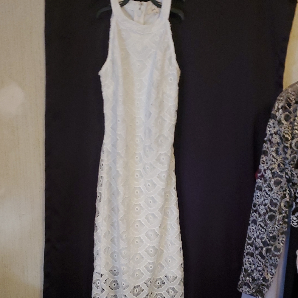 Just Me White Halter Sheath Dress
